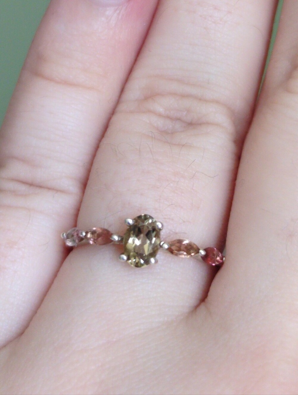 Tourmaline Sterling Silver 925 Dainty Ring Size 7